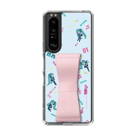 Slim Protection Case - STAND & RING RIBBON Sakura Pink［ HATSUNE MIKU - Ribbon - Instrumental - Blue ］