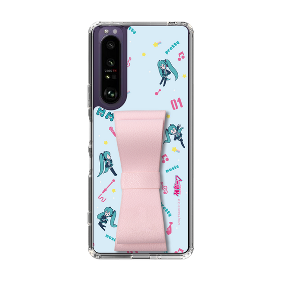 Slim Protection Case - STAND & RING RIBBON Sakura Pink［ HATSUNE MIKU - Ribbon - Instrumental - Blue ］