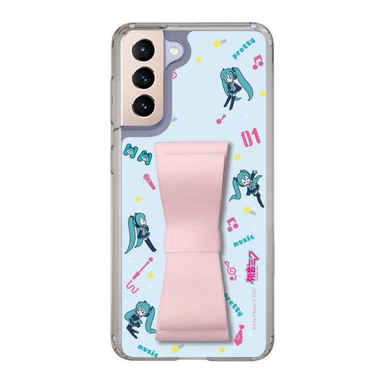 Slim Protection Case - STAND & RING RIBBON Sakura Pink［ HATSUNE MIKU - Ribbon - Instrumental - Blue ］
