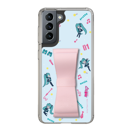 Slim Protection Case - STAND & RING RIBBON Sakura Pink［ HATSUNE MIKU - Ribbon - Instrumental - Blue ］