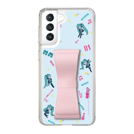 Slim Protection Case - STAND & RING RIBBON Sakura Pink［ HATSUNE MIKU - Ribbon - Instrumental - Blue ］