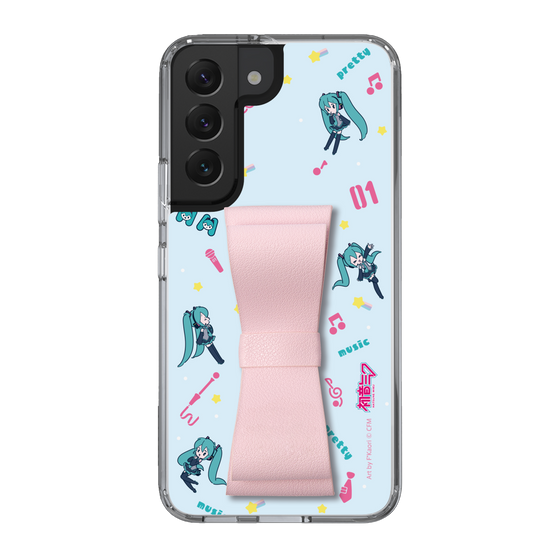 Slim Protection Case - STAND & RING RIBBON Sakura Pink［ HATSUNE MIKU - Ribbon - Instrumental - Blue ］