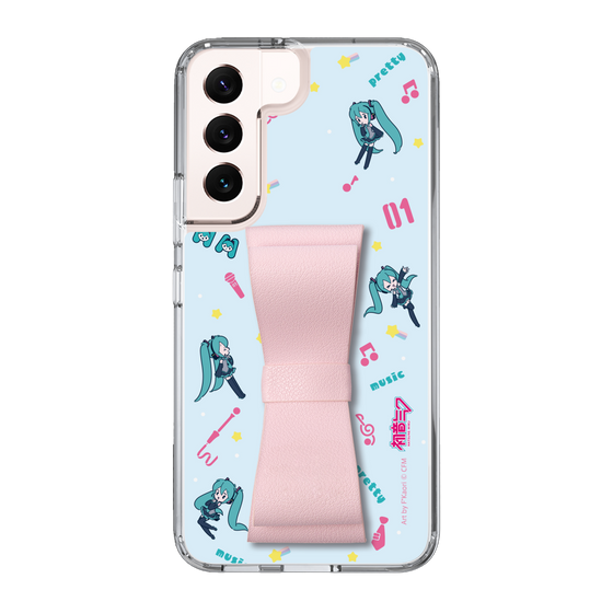 Slim Protection Case - STAND & RING RIBBON Sakura Pink［ HATSUNE MIKU - Ribbon - Instrumental - Blue ］