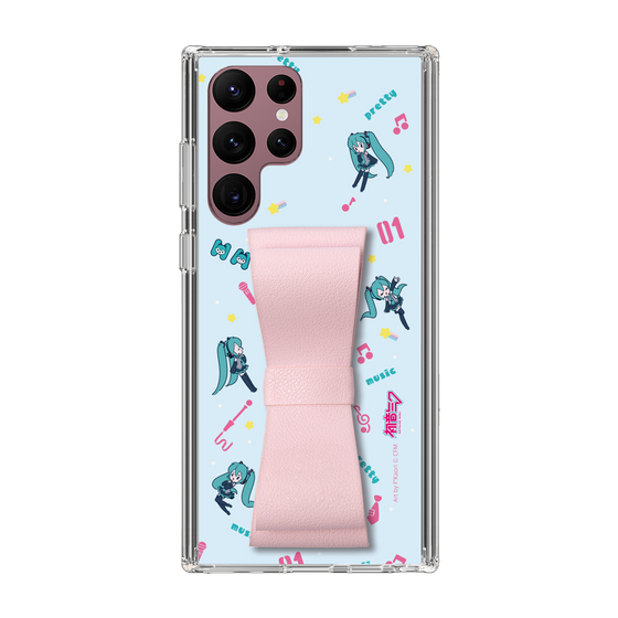 Slim Protection Case - STAND & RING RIBBON Sakura Pink［ HATSUNE MIKU - Ribbon - Instrumental - Blue ］