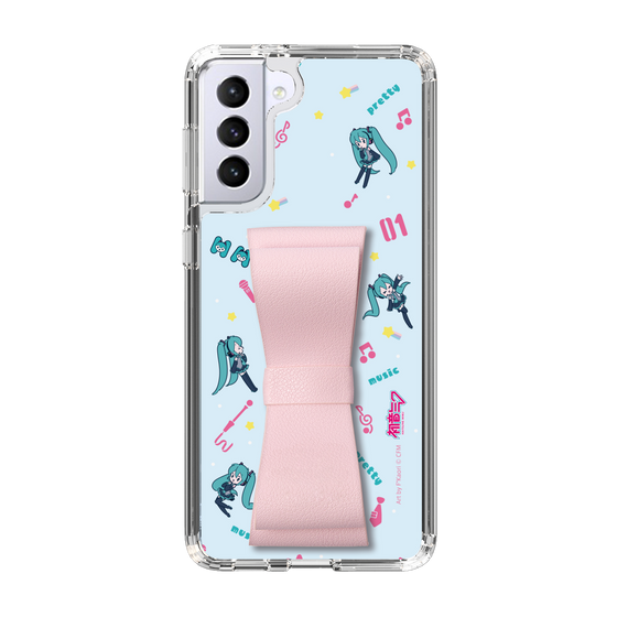 Slim Protection Case - STAND & RING RIBBON Sakura Pink［ HATSUNE MIKU - Ribbon - Instrumental - Blue ］