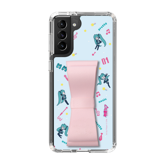 Slim Protection Case - STAND & RING RIBBON Sakura Pink［ HATSUNE MIKU - Ribbon - Instrumental - Blue ］