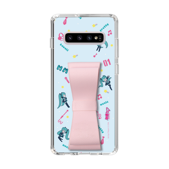 Slim Protection Case - STAND & RING RIBBON Sakura Pink［ HATSUNE MIKU - Ribbon - Instrumental - Blue ］