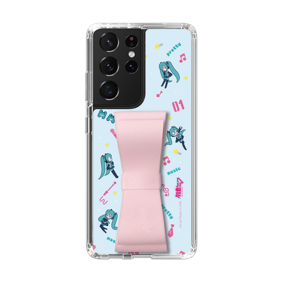 Slim Protection Case - STAND & RING RIBBON Sakura Pink［ HATSUNE MIKU - Ribbon - Instrumental - Blue ］