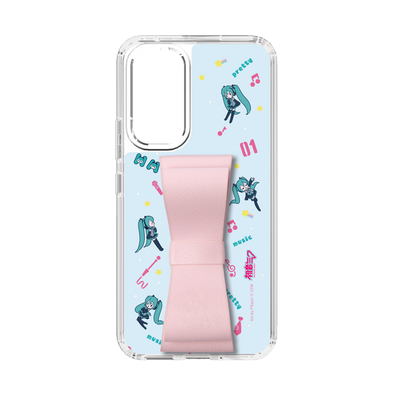 Slim Protection Case - STAND & RING RIBBON Sakura Pink［ HATSUNE MIKU - Ribbon - Instrumental - Blue ］