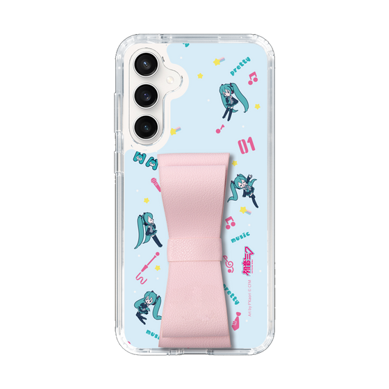 Slim Protection Case - STAND & RING RIBBON Sakura Pink［ HATSUNE MIKU - Ribbon - Instrumental - Blue ］
