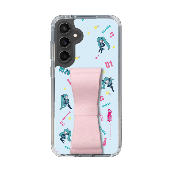 Slim Protection Case - STAND & RING RIBBON Sakura Pink［ HATSUNE MIKU - Ribbon - Instrumental - Blue ］
