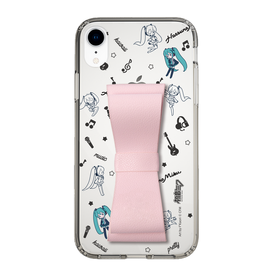 Slim Protection Case - STAND & RING RIBBON Sakura Pink［ HATSUNE MIKU - Ribbon - Instrumental - Monochrome ］