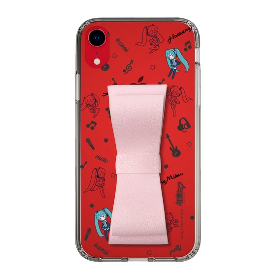 Slim Protection Case - STAND & RING RIBBON Sakura Pink［ HATSUNE MIKU - Ribbon - Instrumental - Monochrome ］
