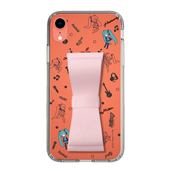 Slim Protection Case - STAND & RING RIBBON Sakura Pink［ HATSUNE MIKU - Ribbon - Instrumental - Monochrome ］