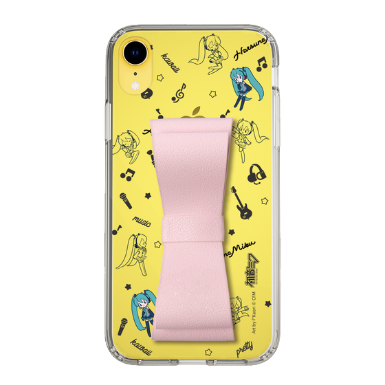 Slim Protection Case - STAND & RING RIBBON Sakura Pink［ HATSUNE MIKU - Ribbon - Instrumental - Monochrome ］