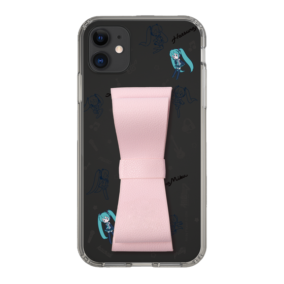 Slim Protection Case - STAND & RING RIBBON Sakura Pink［ HATSUNE MIKU - Ribbon - Instrumental - Monochrome ］