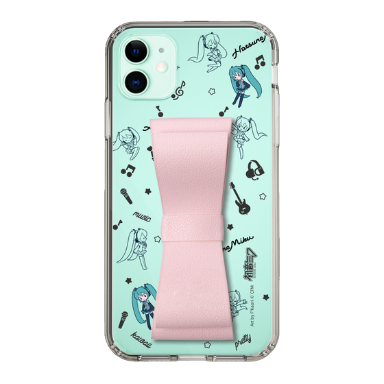 Slim Protection Case - STAND & RING RIBBON Sakura Pink［ HATSUNE MIKU - Ribbon - Instrumental - Monochrome ］