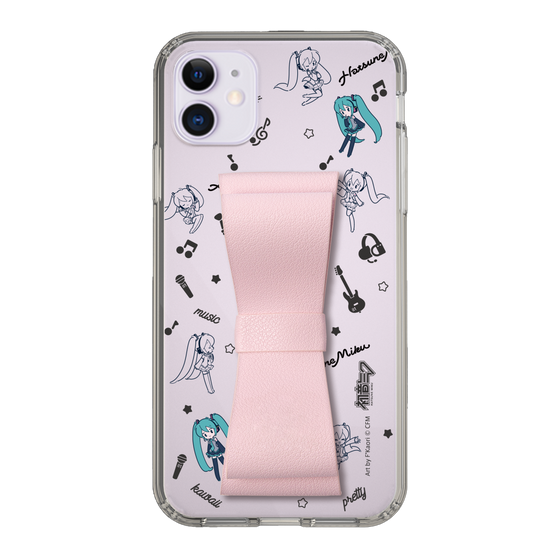 Slim Protection Case - STAND & RING RIBBON Sakura Pink［ HATSUNE MIKU - Ribbon - Instrumental - Monochrome ］