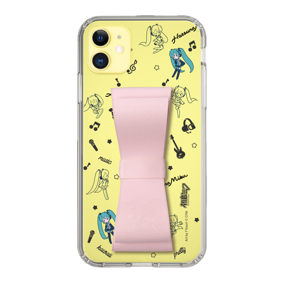 Slim Protection Case - STAND & RING RIBBON Sakura Pink［ HATSUNE MIKU - Ribbon - Instrumental - Monochrome ］