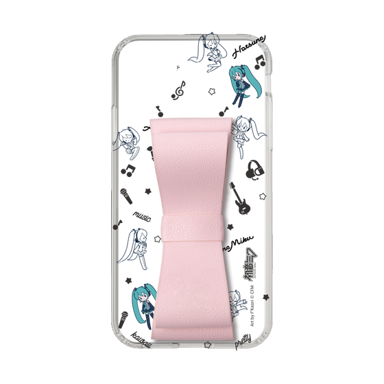 Slim Protection Case - STAND & RING RIBBON Sakura Pink［ HATSUNE MIKU - Ribbon - Instrumental - Monochrome ］