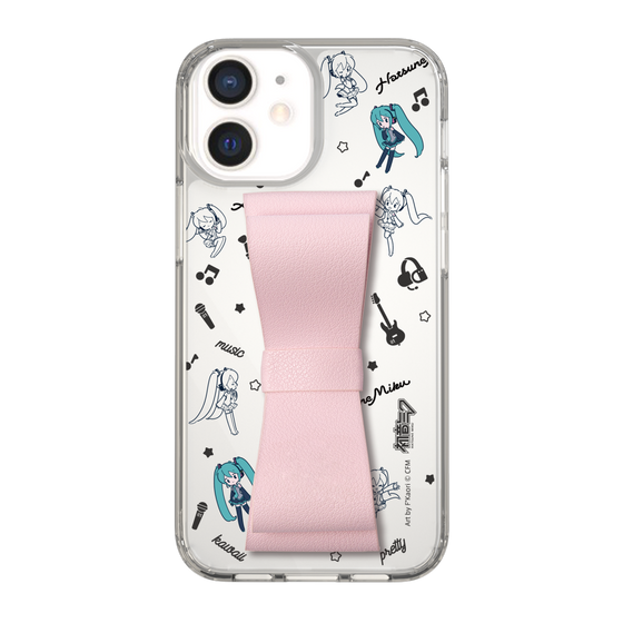 Slim Protection Case - STAND & RING RIBBON Sakura Pink［ HATSUNE MIKU - Ribbon - Instrumental - Monochrome ］