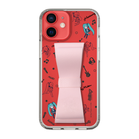 Slim Protection Case - STAND & RING RIBBON Sakura Pink［ HATSUNE MIKU - Ribbon - Instrumental - Monochrome ］