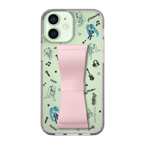 Slim Protection Case - STAND & RING RIBBON Sakura Pink［ HATSUNE MIKU - Ribbon - Instrumental - Monochrome ］