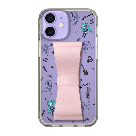Slim Protection Case - STAND & RING RIBBON Sakura Pink［ HATSUNE MIKU - Ribbon - Instrumental - Monochrome ］