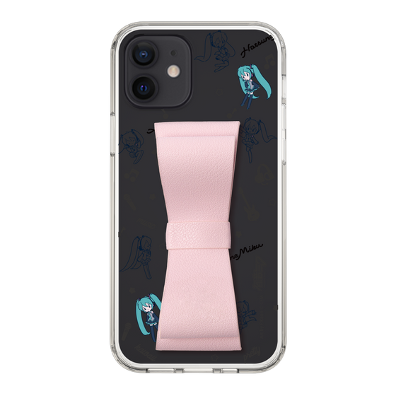 Slim Protection Case - STAND & RING RIBBON Sakura Pink［ HATSUNE MIKU - Ribbon - Instrumental - Monochrome ］