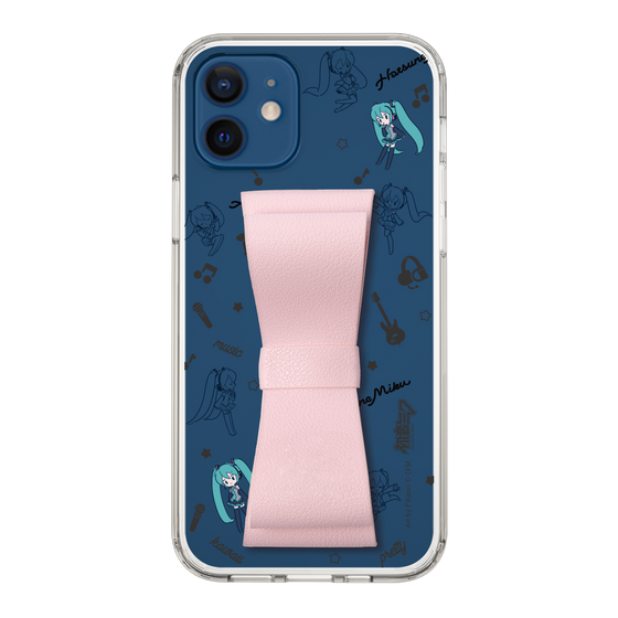 Slim Protection Case - STAND & RING RIBBON Sakura Pink［ HATSUNE MIKU - Ribbon - Instrumental - Monochrome ］