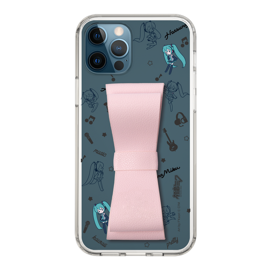Slim Protection Case - STAND & RING RIBBON Sakura Pink［ HATSUNE MIKU - Ribbon - Instrumental - Monochrome ］