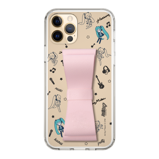 Slim Protection Case - STAND & RING RIBBON Sakura Pink［ HATSUNE MIKU - Ribbon - Instrumental - Monochrome ］