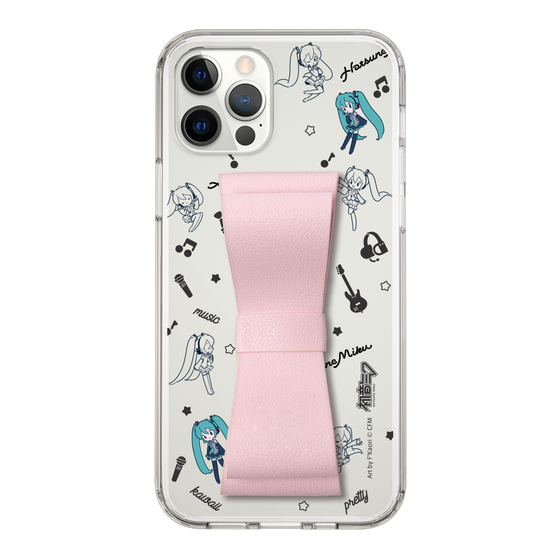 Slim Protection Case - STAND & RING RIBBON Sakura Pink［ HATSUNE MIKU - Ribbon - Instrumental - Monochrome ］