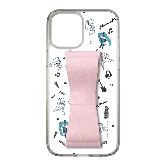 Slim Protection Case - STAND & RING RIBBON Sakura Pink［ HATSUNE MIKU - Ribbon - Instrumental - Monochrome ］