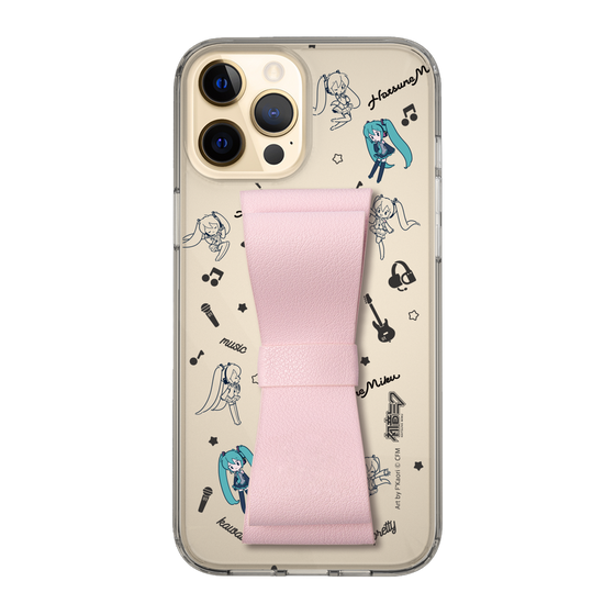 Slim Protection Case - STAND & RING RIBBON Sakura Pink［ HATSUNE MIKU - Ribbon - Instrumental - Monochrome ］