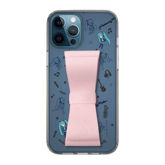 Slim Protection Case - STAND & RING RIBBON Sakura Pink［ HATSUNE MIKU - Ribbon - Instrumental - Monochrome ］
