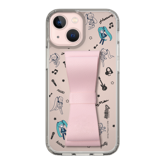 Slim Protection Case - STAND & RING RIBBON Sakura Pink［ HATSUNE MIKU - Ribbon - Instrumental - Monochrome ］