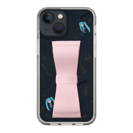 Slim Protection Case - STAND & RING RIBBON Sakura Pink［ HATSUNE MIKU - Ribbon - Instrumental - Monochrome ］