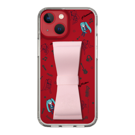 Slim Protection Case - STAND & RING RIBBON Sakura Pink［ HATSUNE MIKU - Ribbon - Instrumental - Monochrome ］