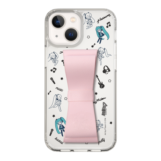 Slim Protection Case - STAND & RING RIBBON Sakura Pink［ HATSUNE MIKU - Ribbon - Instrumental - Monochrome ］