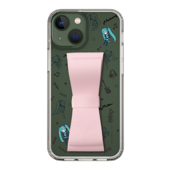 Slim Protection Case - STAND & RING RIBBON Sakura Pink［ HATSUNE MIKU - Ribbon - Instrumental - Monochrome ］