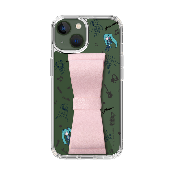 Slim Protection Case - STAND & RING RIBBON Sakura Pink［ HATSUNE MIKU - Ribbon - Instrumental - Monochrome ］