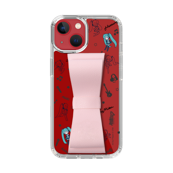 Slim Protection Case - STAND & RING RIBBON Sakura Pink［ HATSUNE MIKU - Ribbon - Instrumental - Monochrome ］