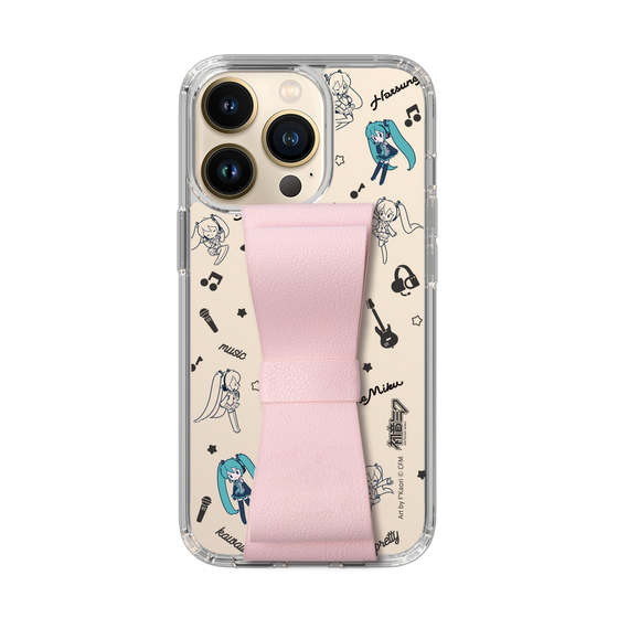 Slim Protection Case - STAND & RING RIBBON Sakura Pink［ HATSUNE MIKU - Ribbon - Instrumental - Monochrome ］