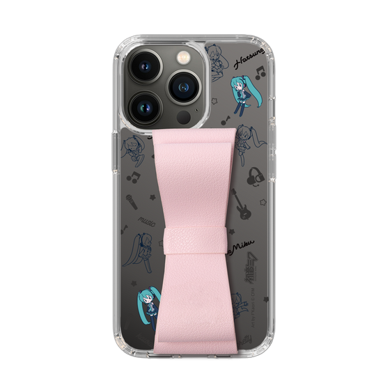 Slim Protection Case - STAND & RING RIBBON Sakura Pink［ HATSUNE MIKU - Ribbon - Instrumental - Monochrome ］