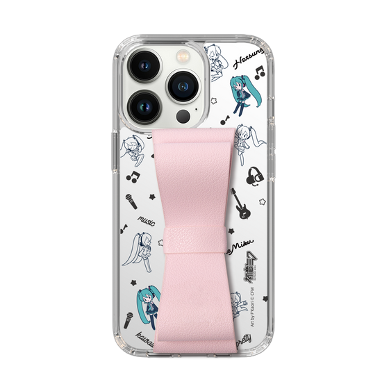 Slim Protection Case - STAND & RING RIBBON Sakura Pink［ HATSUNE MIKU - Ribbon - Instrumental - Monochrome ］