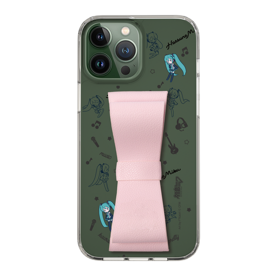 Slim Protection Case - STAND & RING RIBBON Sakura Pink［ HATSUNE MIKU - Ribbon - Instrumental - Monochrome ］