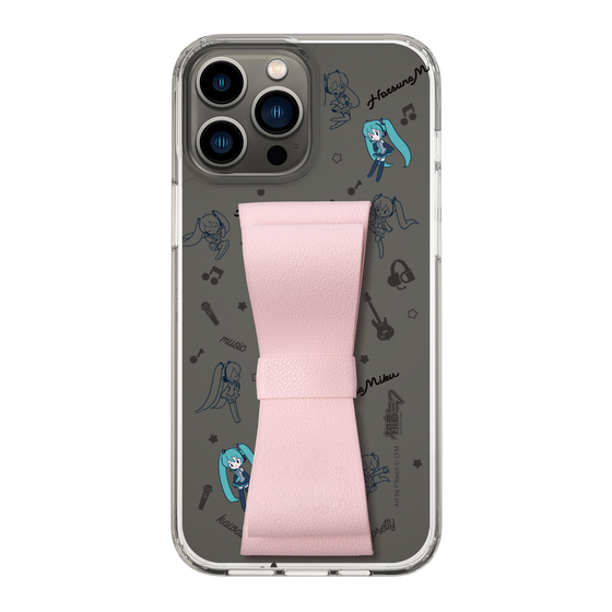 Slim Protection Case - STAND & RING RIBBON Sakura Pink［ HATSUNE MIKU - Ribbon - Instrumental - Monochrome ］