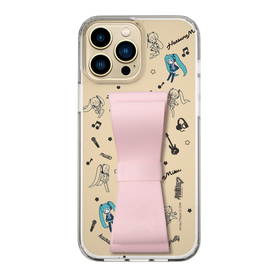 Slim Protection Case - STAND & RING RIBBON Sakura Pink［ HATSUNE MIKU - Ribbon - Instrumental - Monochrome ］