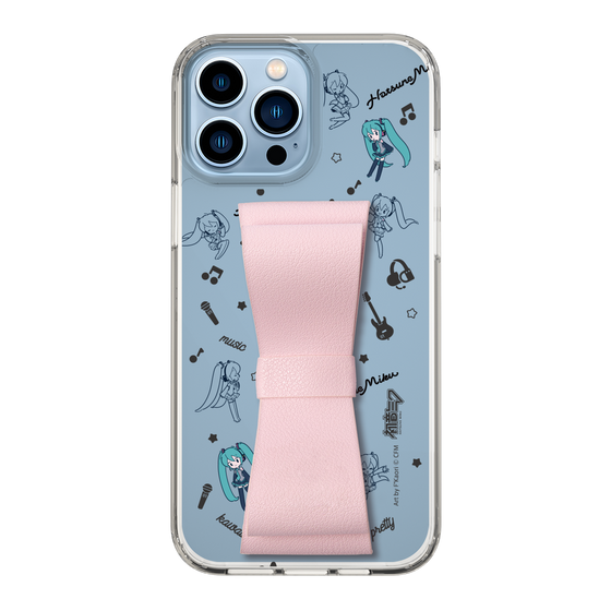 Slim Protection Case - STAND & RING RIBBON Sakura Pink［ HATSUNE MIKU - Ribbon - Instrumental - Monochrome ］